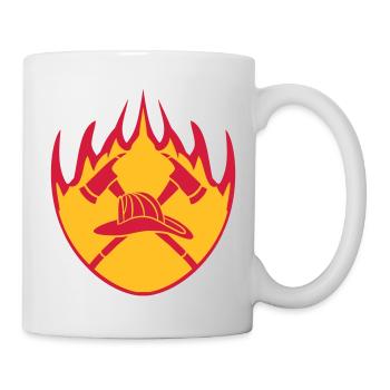 Fire flame helmet 2 axes logo - Mug - white - Right