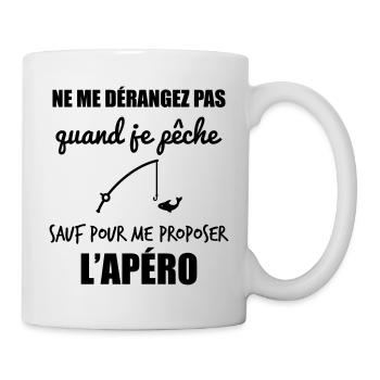 Ne me dérangez pas pêche, cadeau pêcheur, apéro - Mug blanc - blanc - Droite