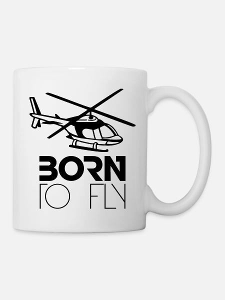 Né à voler Heli Logo - Mug blanc - blanc