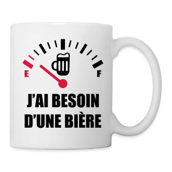 Besoin d'une bière, t-shirt bière, alcool, biere - Mug blanc - blanc - Droite