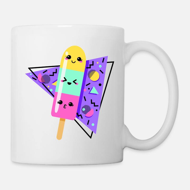Kawaii Multicolored Ice Cream Retro 80s Style - Mug - white
