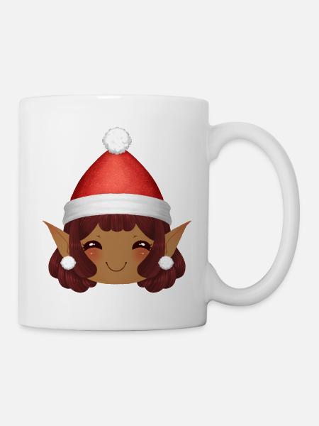 Adorable Lutin de Nöel avec Bonnet de père noël - Mug blanc - blanc
