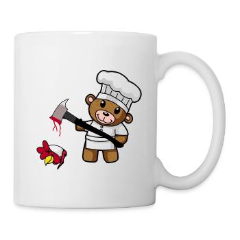 Teddy Bear Fantasy Horror Cook Meat Vegan Chicken - Mug - white - Right