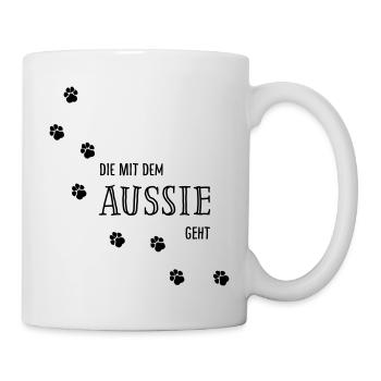 Die mit dem Aussie geht - Hundepfoten - Tasse - Weiß - Rechts