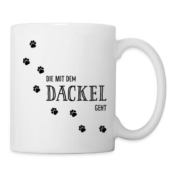 Die mit dem Dackel geht - Hundepfoten - Tasse - Weiß - Rechts