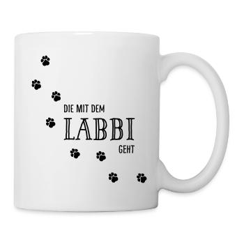 Die mit dem Labbi geht - Hundepfoten - Tasse - Weiß - Rechts