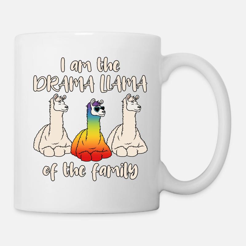 Drame lama arc-en-drame lama de la famille - Mug blanc - blanc