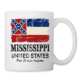 Mississippi Flag - Vintage Look - Tasse - Weiß - Rechts