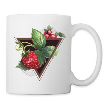 Aquarell Erdbeeren - Tasse - Weiß - Rechts