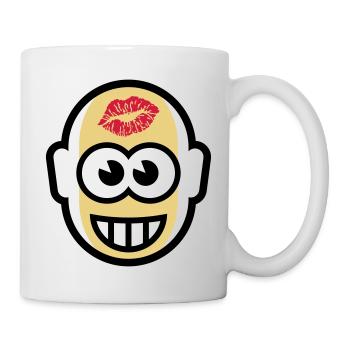 Glatzkopf Mit Kuss Auf Stirn (3C) - Tasse - Weiß - Rechts
