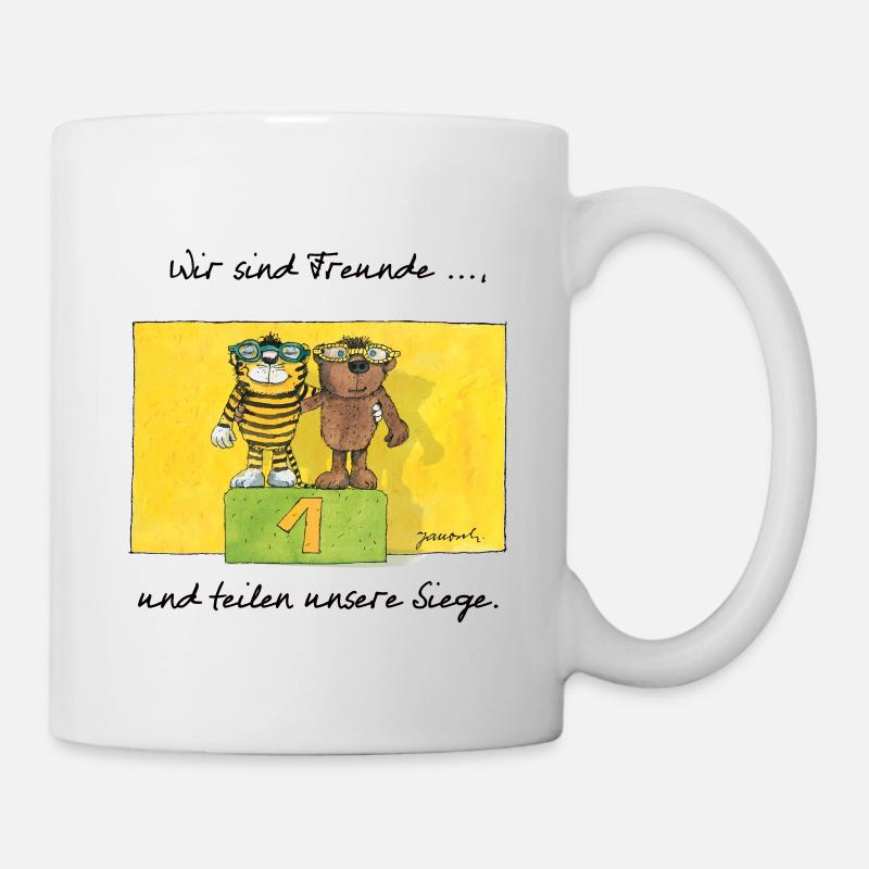Janoschs 'Wir sind Freunde, und teilen ...' - Tasse - Weiß