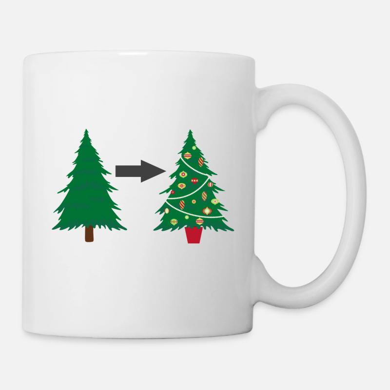 weihnachtsbaum schmücken - Tasse - Weiß