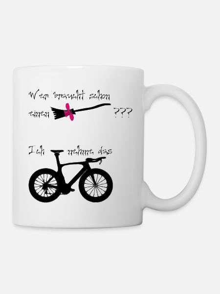 Fahrrad statt Besen ! - Tasse - Weiß