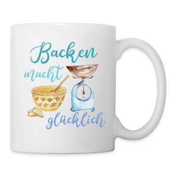 Backen macht glücklich für Bäcker und Bäckerinnen - Tasse - Weiß - Rechts