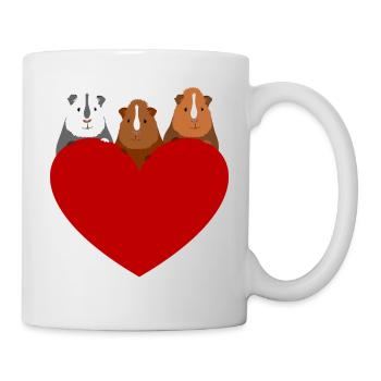 Heart with 3 cute guinea pigs - gift - Mug - white - Right
