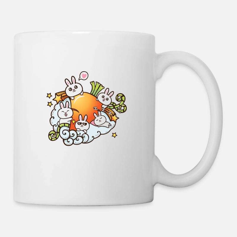 Lapins et carottes de dessin animé mignon - Mug blanc - blanc