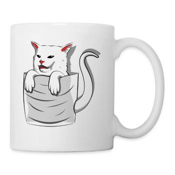 Cat Meme Woman Yelling At Table Dinner Pocket - Mug - white - Right
