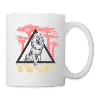 Lion with a mane as a hunter in Africa - Mug - white - Right