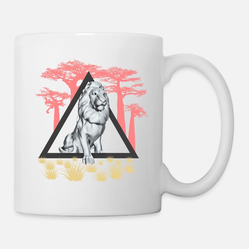Löwe mit Mähne als Jäger in Afrika - Tasse - Weiß