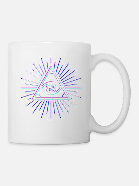Illuminati tout voir oeil bleu effet 3d - Mug blanc - blanc