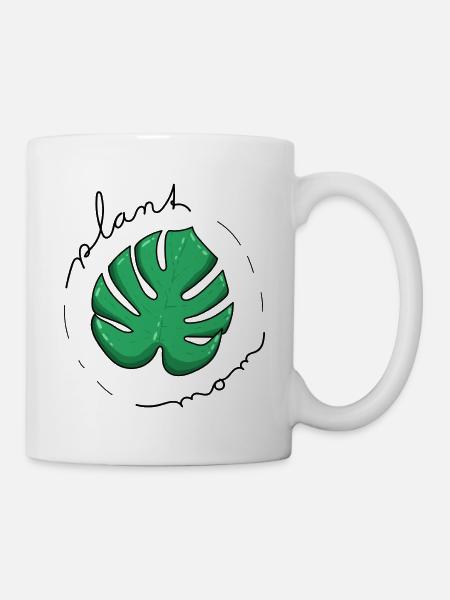 plantmom Blumenmutter Monstera Blatt - Tasse - Weiß