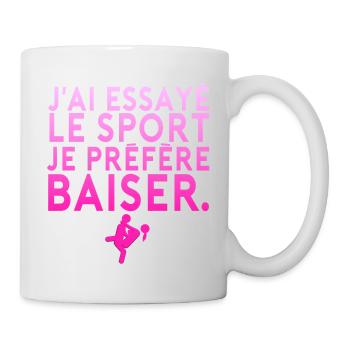 citation humour essayer sport baiser position amou - Mug blanc - blanc - Droite