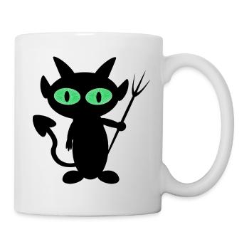 Teuflisch T Shirt kleine Teufel mit Psycho Augen - Tasse - Weiß - Rechts