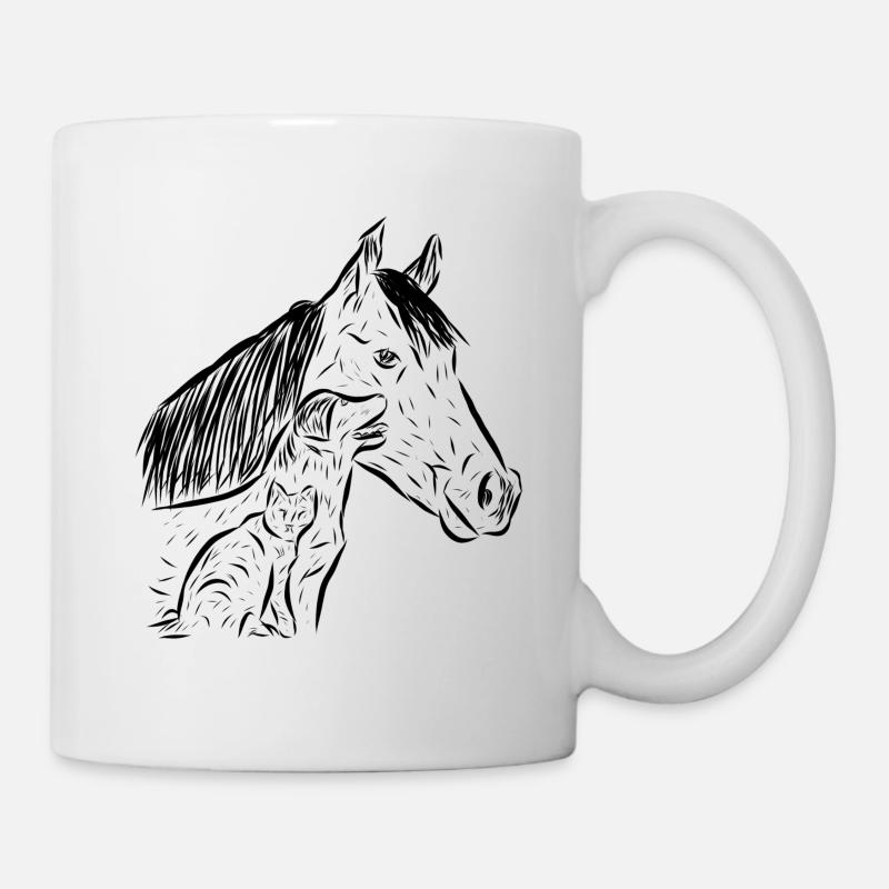 Cheval, chat et chien - Mug blanc - blanc