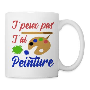 Peinture shirt je peux pas j´ai peinture artiste - Mug blanc - blanc - Droite