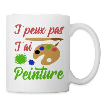 Peinture shirt je peux pas j´ai peinture artiste - Mug blanc - blanc - Droite