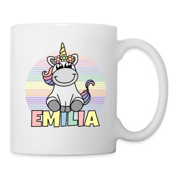 Emilia Name Cute Unicorn Rainbow First Name - Mug - white - Right