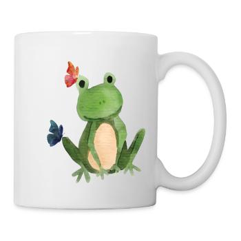 La grenouille et les papillons - Mug blanc - blanc - Droite