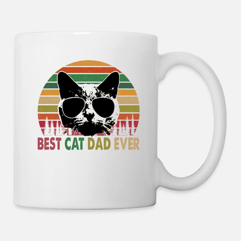Best Cat Dad Ever Vintage Retro Cat Father s day - Mug - white