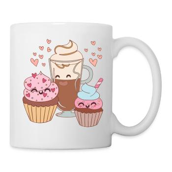 Kaffeeliebe, Coffee, Cupcakes, Sweets, Süßigkeiten - Tasse - Weiß - Rechts