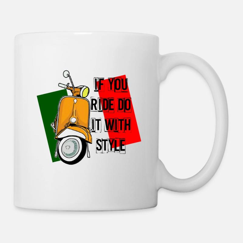 Motorcycle scooter with Italian Flag - Mug - white