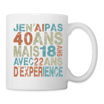 40 ans, anniversaire 40 ans, 40e anniversaire - Mug blanc - blanc - Droite