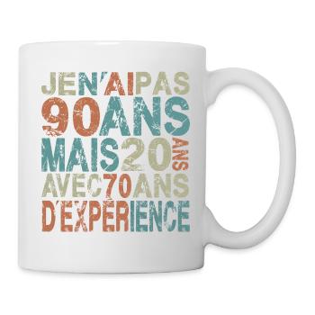 Ich bin nicht 90 Jahre alt, 90 Jahre Geburtstagsgeschenk - Tasse - Weiß - Rechts
