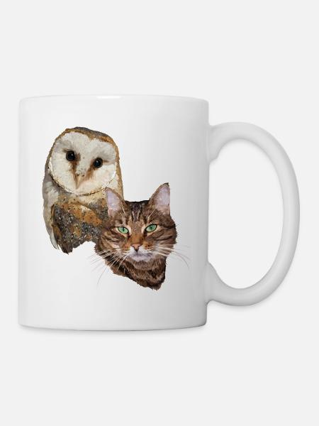 Chat et hibou - Mug blanc - blanc