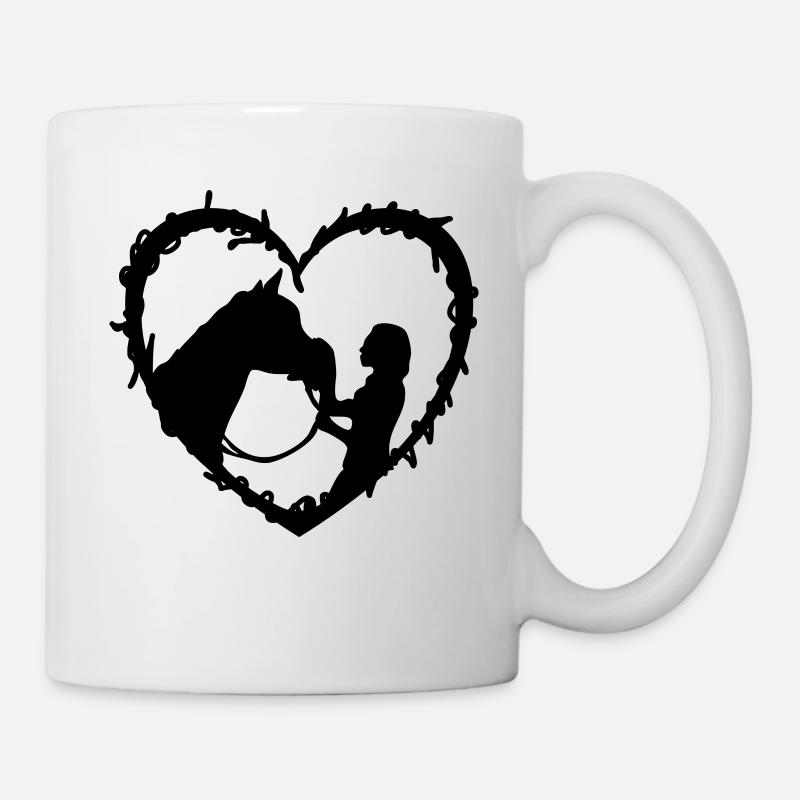 Pferd mit Frau Schattenfigur in einem Herz - Tasse - Weiß