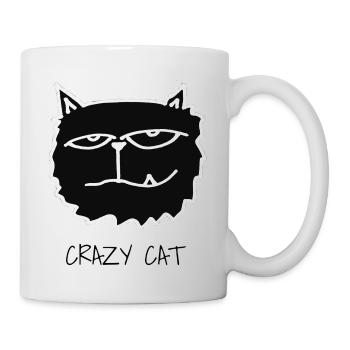 CRAZY CAT schwarzer Kater Comic Style - Tasse - Weiß - Rechts