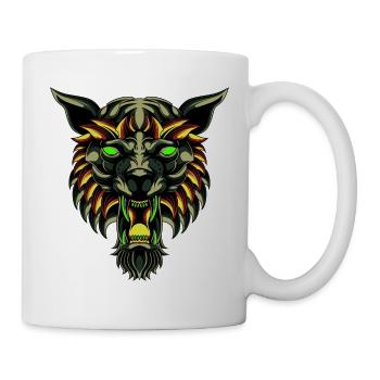 Wolf Tshirt, Wolf Liebhaber Tshirt Werwolf - Tasse - Weiß - Rechts