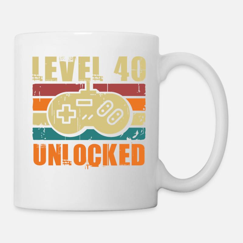 40e anniversaire niveau 40 débloqué cadeau 40 ans - Mug blanc - blanc