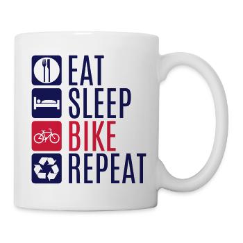 Vélo cycliste manger sommeil vélo répéter - Mug blanc - blanc - Droite