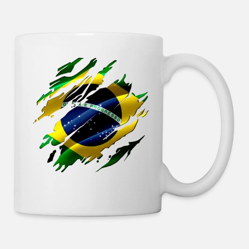Brésil Drapeau Brésilien Look Used - Mug blanc - blanc