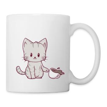 Cute cat with coffee - Mug - white - Right