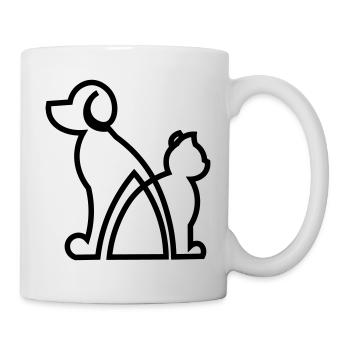 Cat and Dog gift idea/ Hund und Katze Geschenkidee - Tasse - Weiß - Rechts
