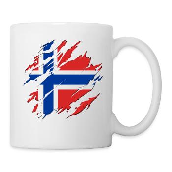 Norwegen Flagge Kratzer Risse Skandinavien - Tasse - Weiß - Rechts
