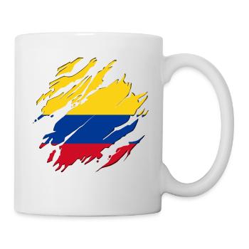 Colombia flag cracks South America - Mug - white - Right
