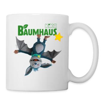 KiKA-Baumhaus mit Fidi Hängt vom Logo - Tasse - Weiß - Rechts