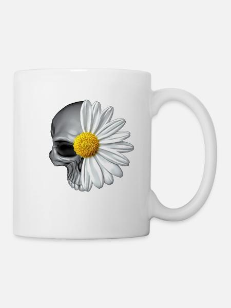 crâne de marguerite - Mug blanc - blanc